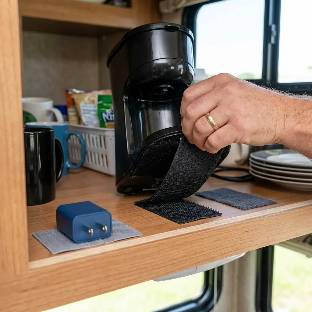 28. Add Velcro Strips for Securing Loose Items While Driving