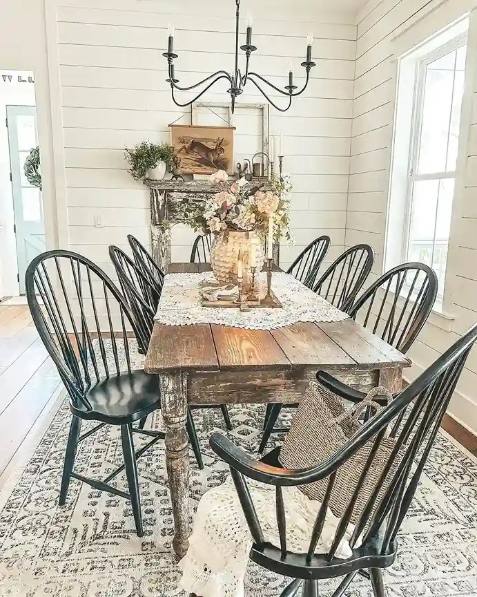 3. Add a Shiplap Accent Wall as the Dining Room Backdrop