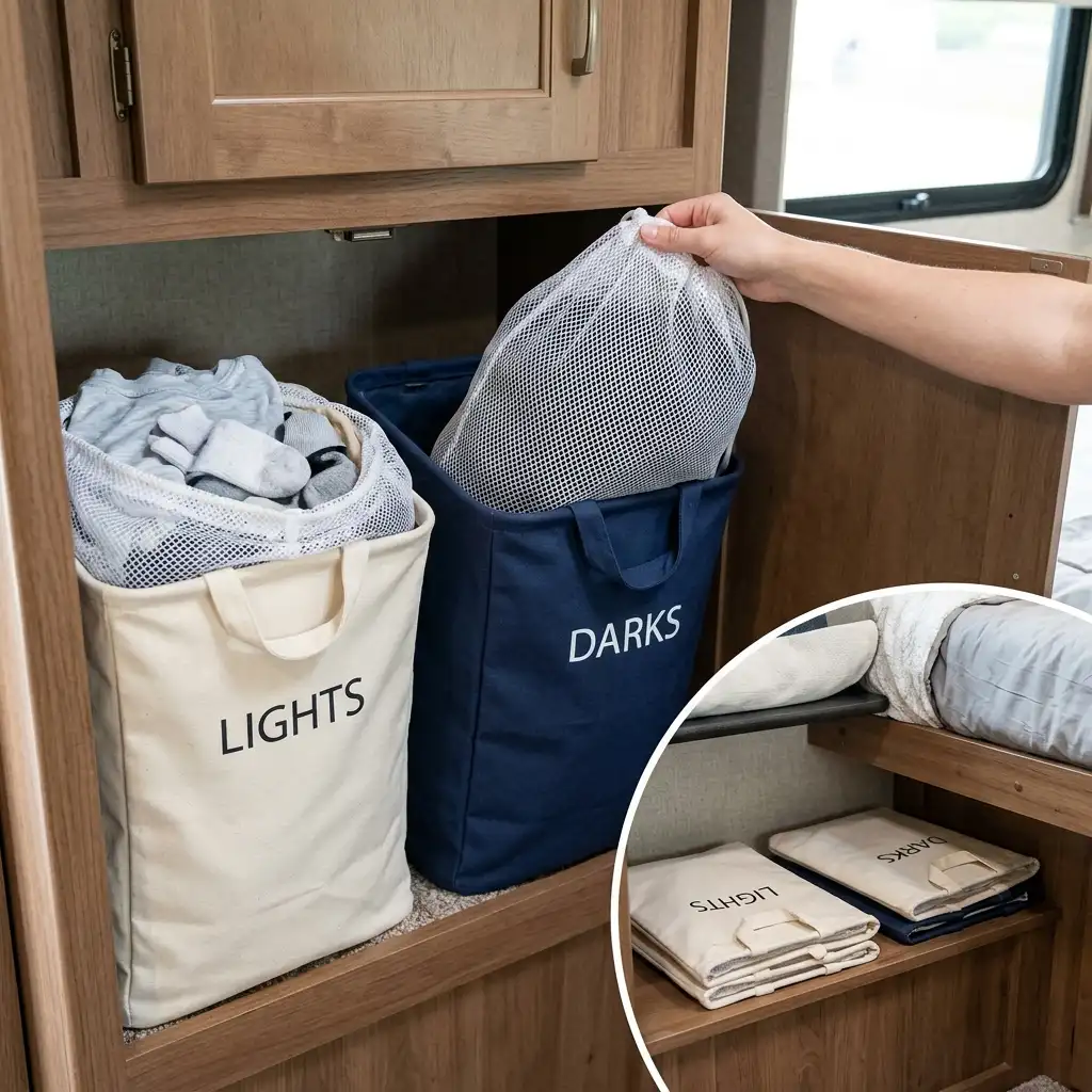 30. Create a Laundry System With Collapsible Hampers