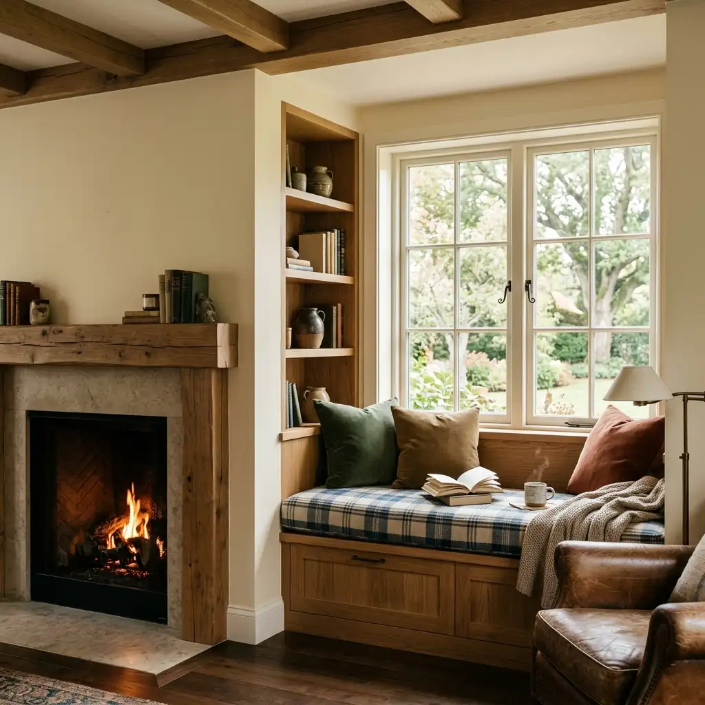 31. Fireplace Nook With Built In Window Seat