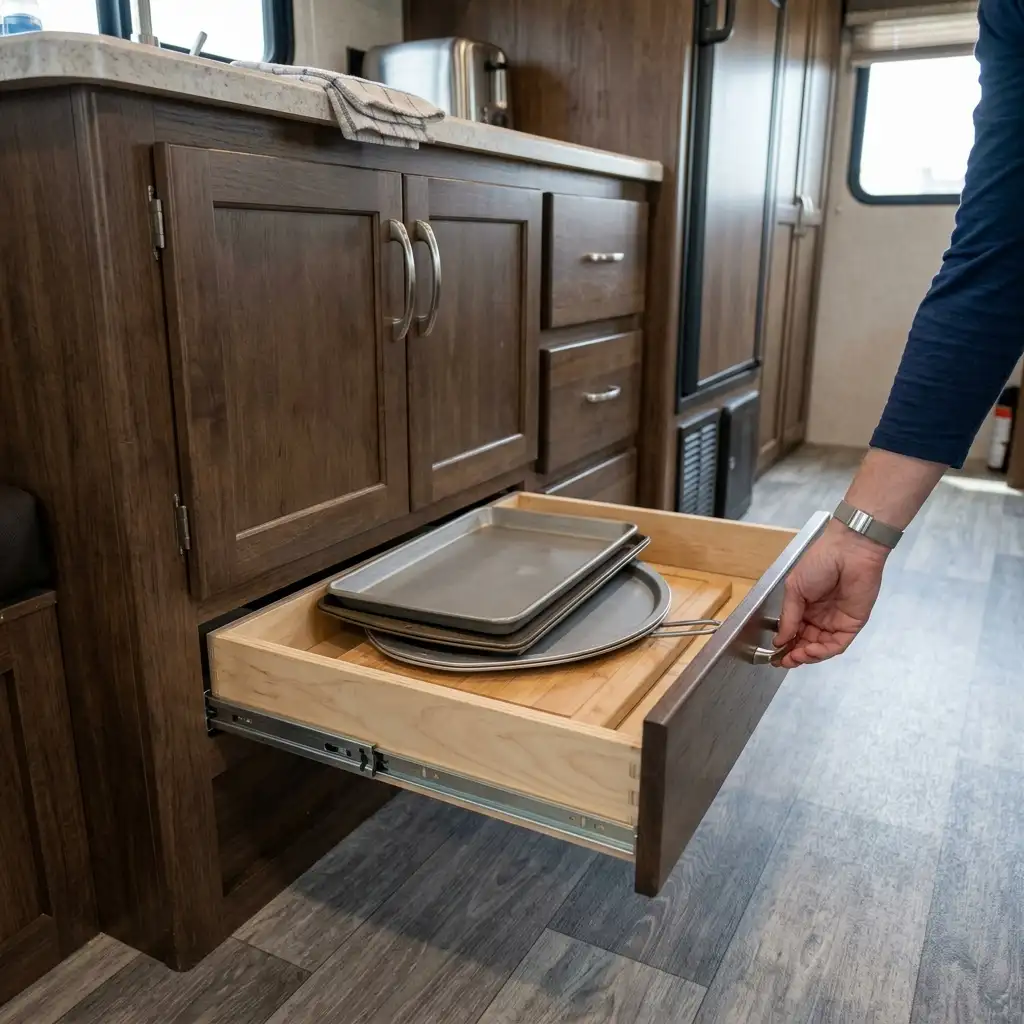 36. Add Toe Kick Drawers for Hidden Floor Level Storage