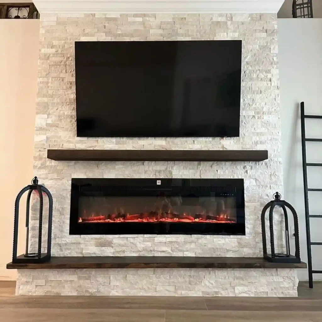 4. Modern Linear Gas Fireplace in a Feature Wall