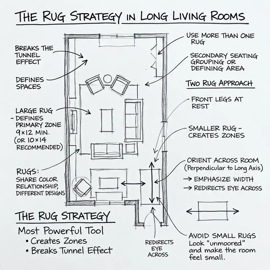 12 The Rug Strategy in Long Living Rooms