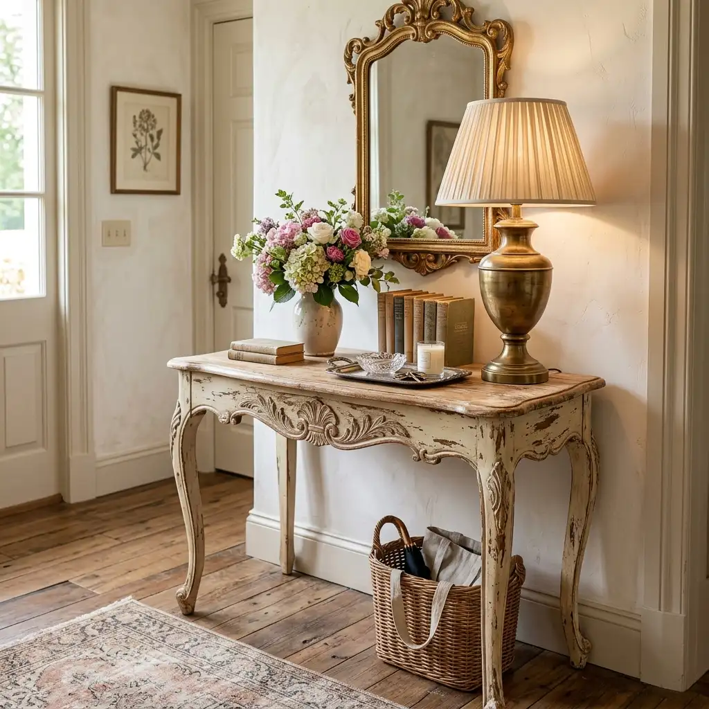 13. Entryway Table in a French Country Style