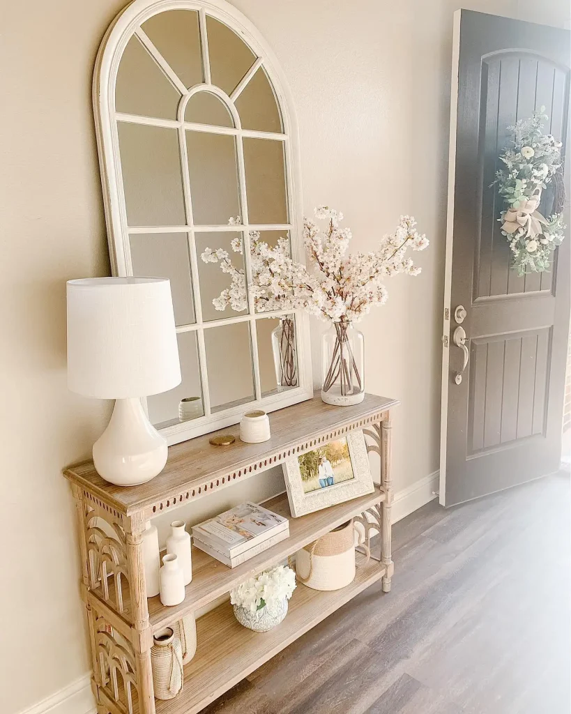 2. Minimalist Floating Shelf as an Entryway Table