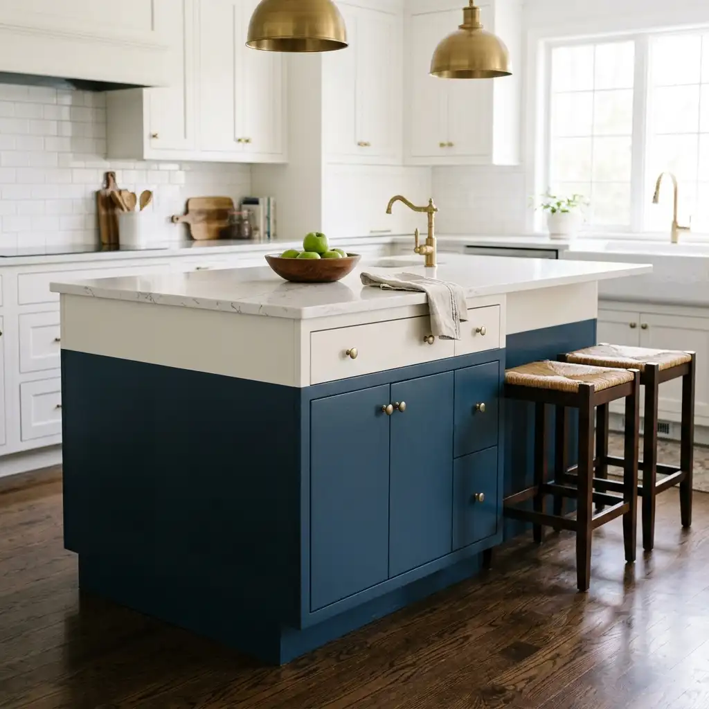 22. Two Tone Painted Island Base and Upper Detail