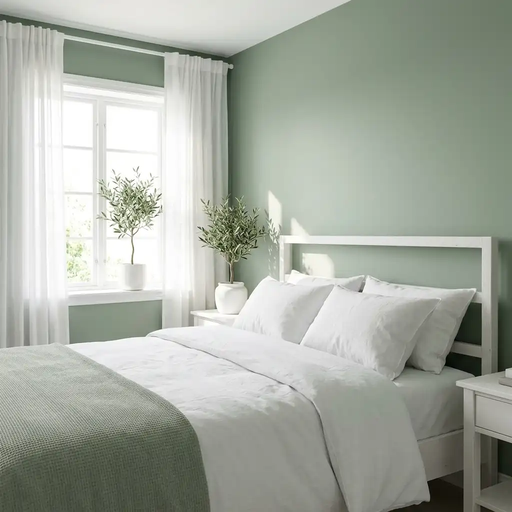 25 Sage Green and White Bedroom