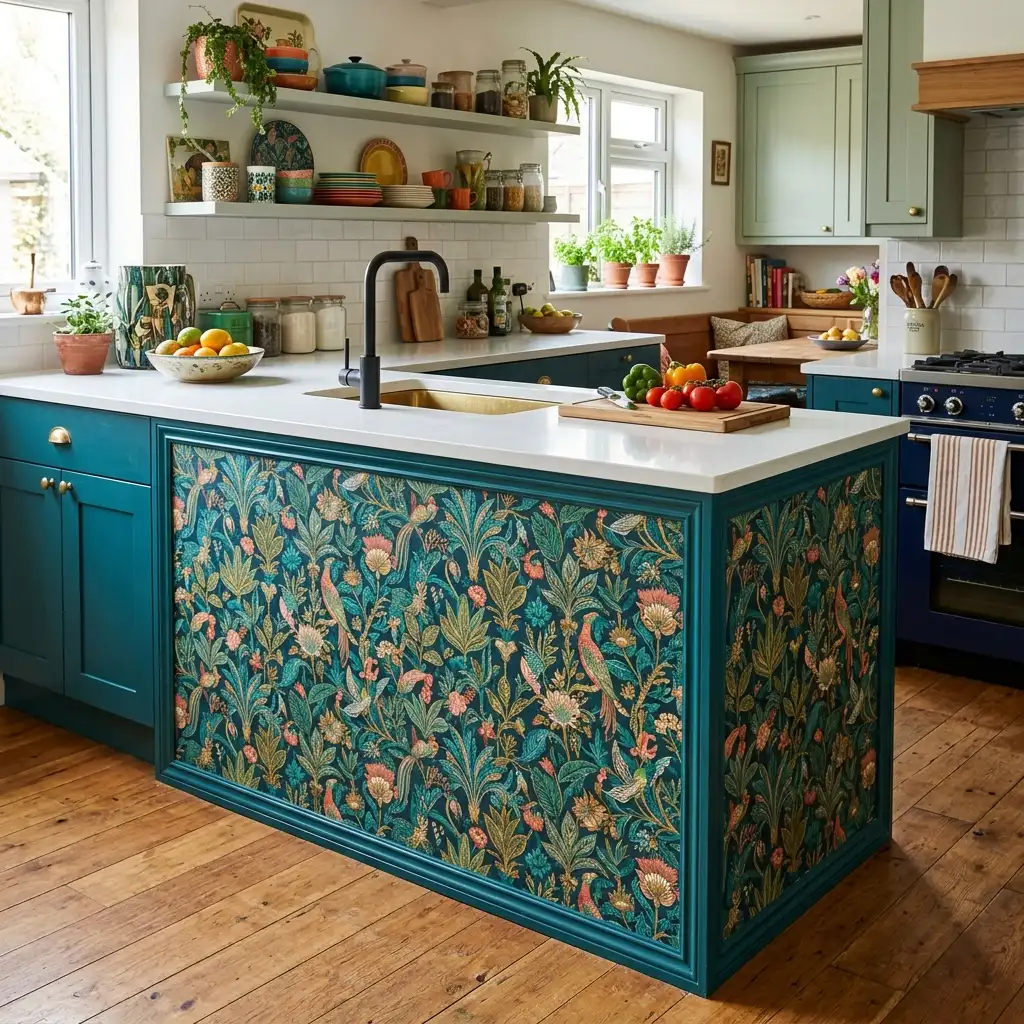 26. Wallpaper Wrapped Island Panel