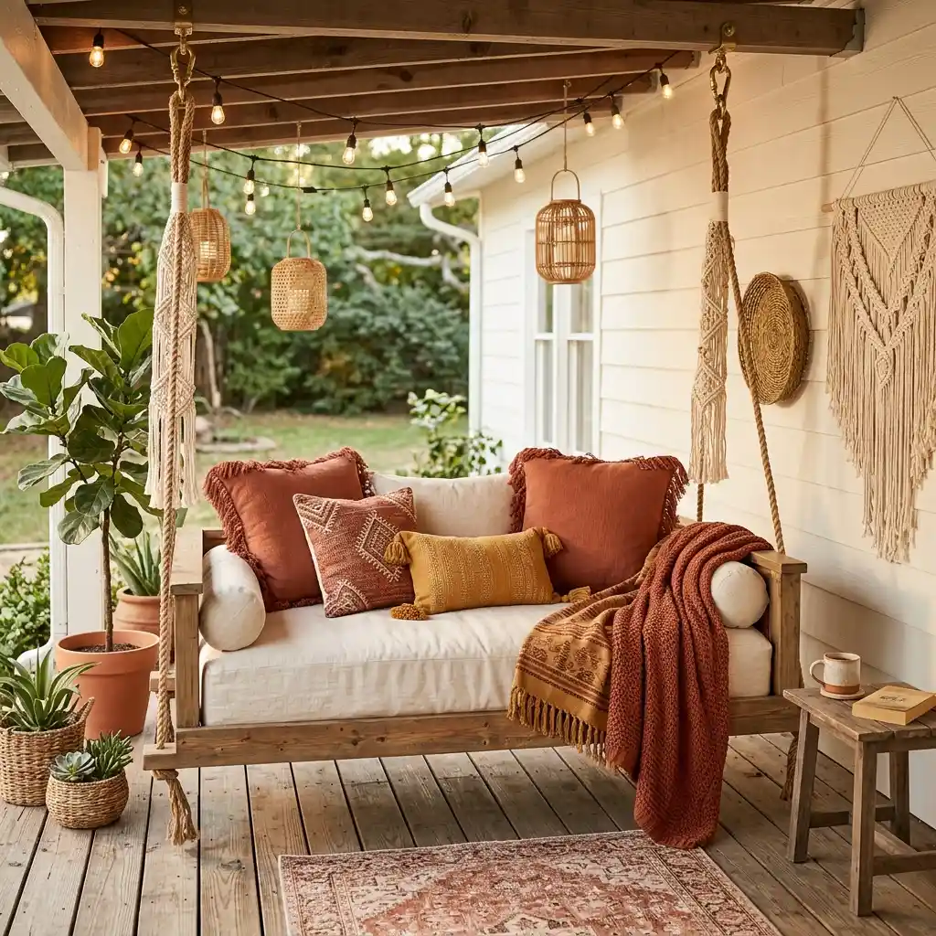 3. Boho Rope Swing Bed