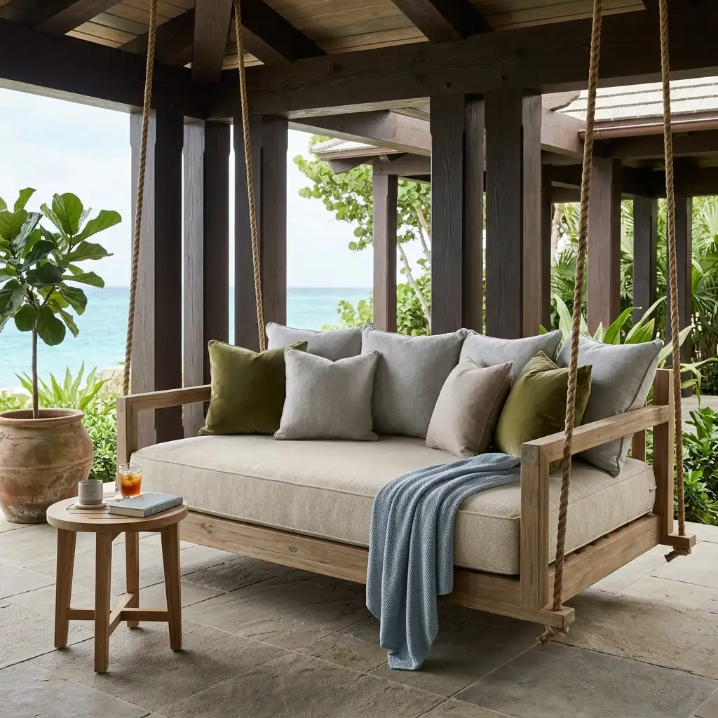 6. Luxury Teak Daybed Swing