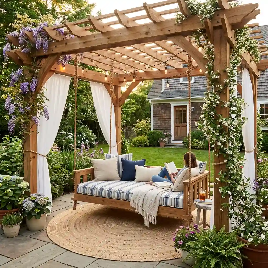 8. Pergola Swing Bed