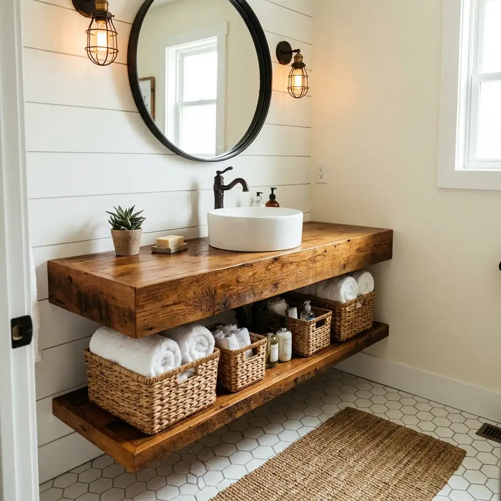 9. Floating Wood Vanity
