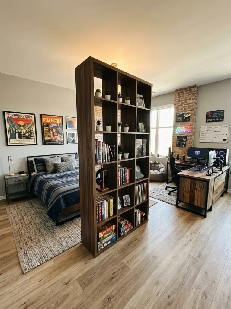 12. Use a Bookshelf as a Room Divider