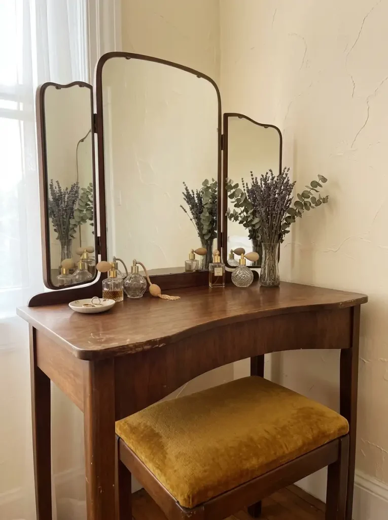 15. Style a Vintage Vanity or Dressing Area