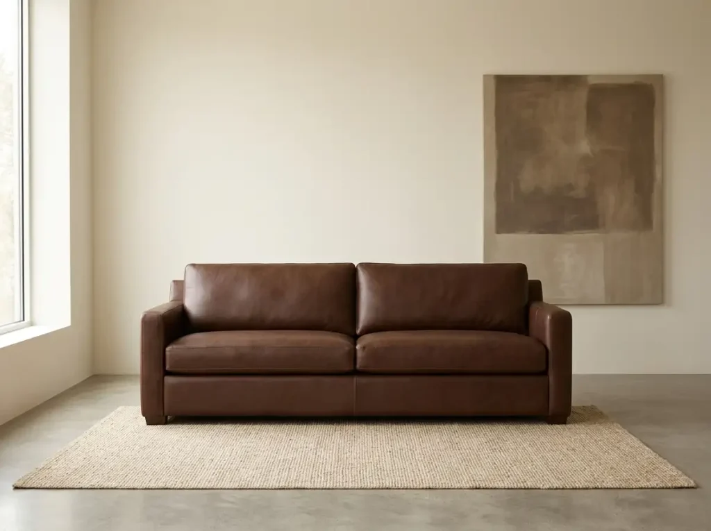 22 Chocolate brown leather sofa