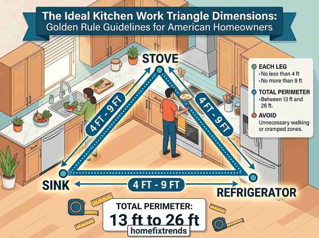 4 Ideal Kitchen Work Triangle Dimensions