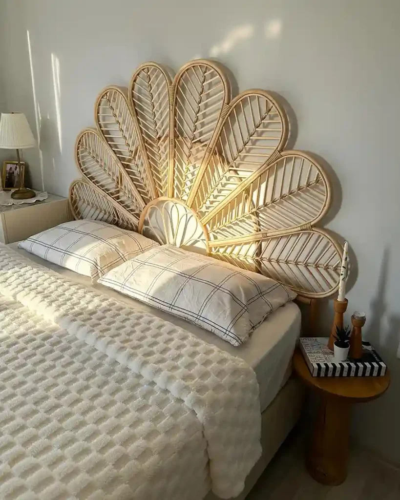 4. Add a Rattan or Bamboo Headboard