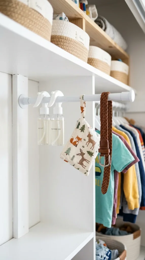 12. Use a Tension Rod Under a Shelf