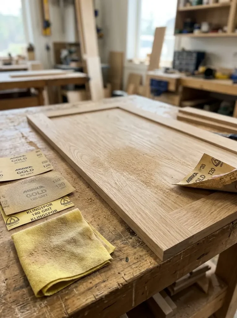 13. Sand the door faces smooth in stages