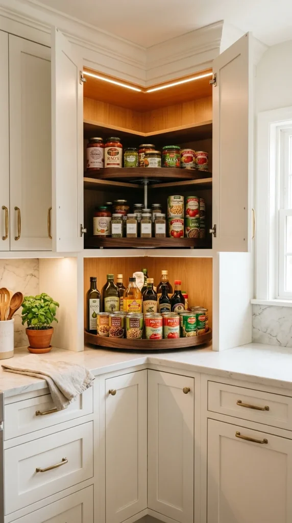 15. Install a Lazy Susan in a Deep Corner Cabinet