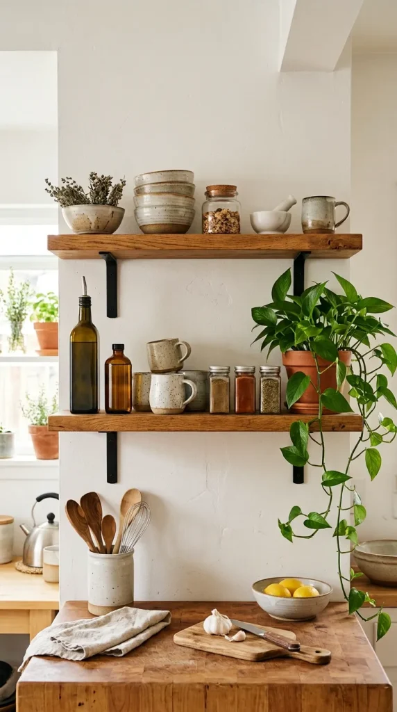 4. Add Open Shelving Above the Counter