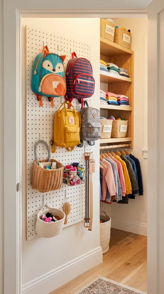 7. Mount a Pegboard Inside the Closet