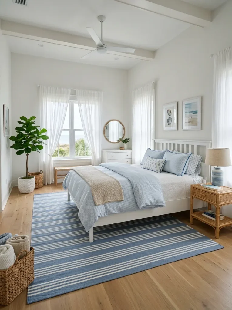 2. Coastal Guest Bedroom in Soft Blue and White