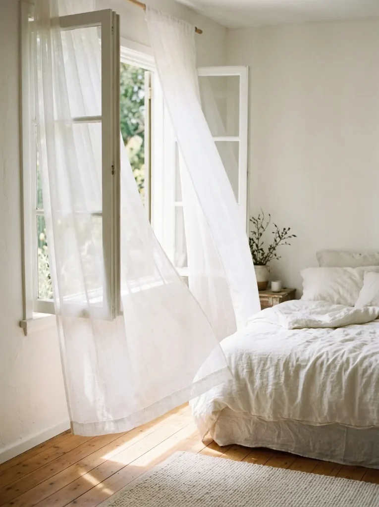 3 White curtains