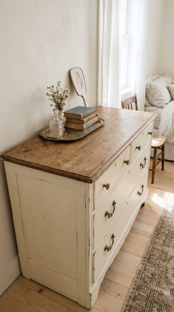 9 Antique White Dresser
