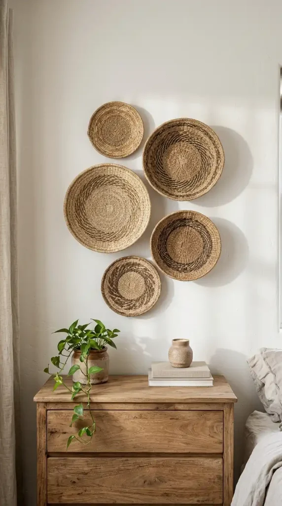 9 Seagrass baskets mounted