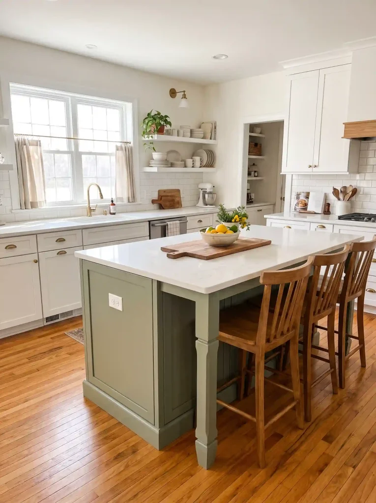 9. Paint Just the Kitchen Island Green